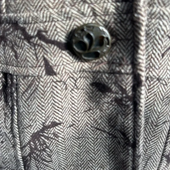 Coldwater Creek Blazer Jacket Petite 12 P12 Taupe Herringbone Floral Print Lined - Picture 9 of 9